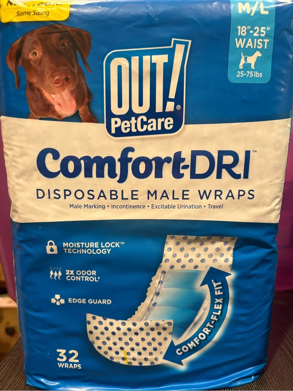 Comfort-DRI Disposable Male Wraps - Blue, 32 Count